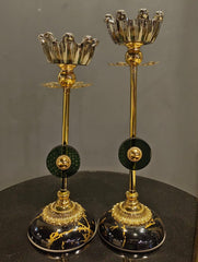 Black and Gold Candle Stand Set