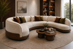 The Walnut Arc — 6 Seater Curved Sofa