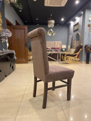 Solid wood dining chair, side profile