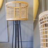 Black Elements Stand & Natural Rattan Shade