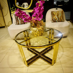 Modern Center Table with Glass Top Set