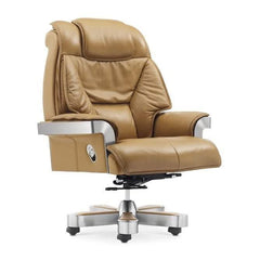 BROWN LEATHER OFFICE CHAIR (IMPORTED)
