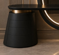 Onyx Halo sculptural pedestal storage detail with black finish by Z Galleria