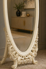 Regalia ivory ornate frame and freestanding base detail by Z Galleria