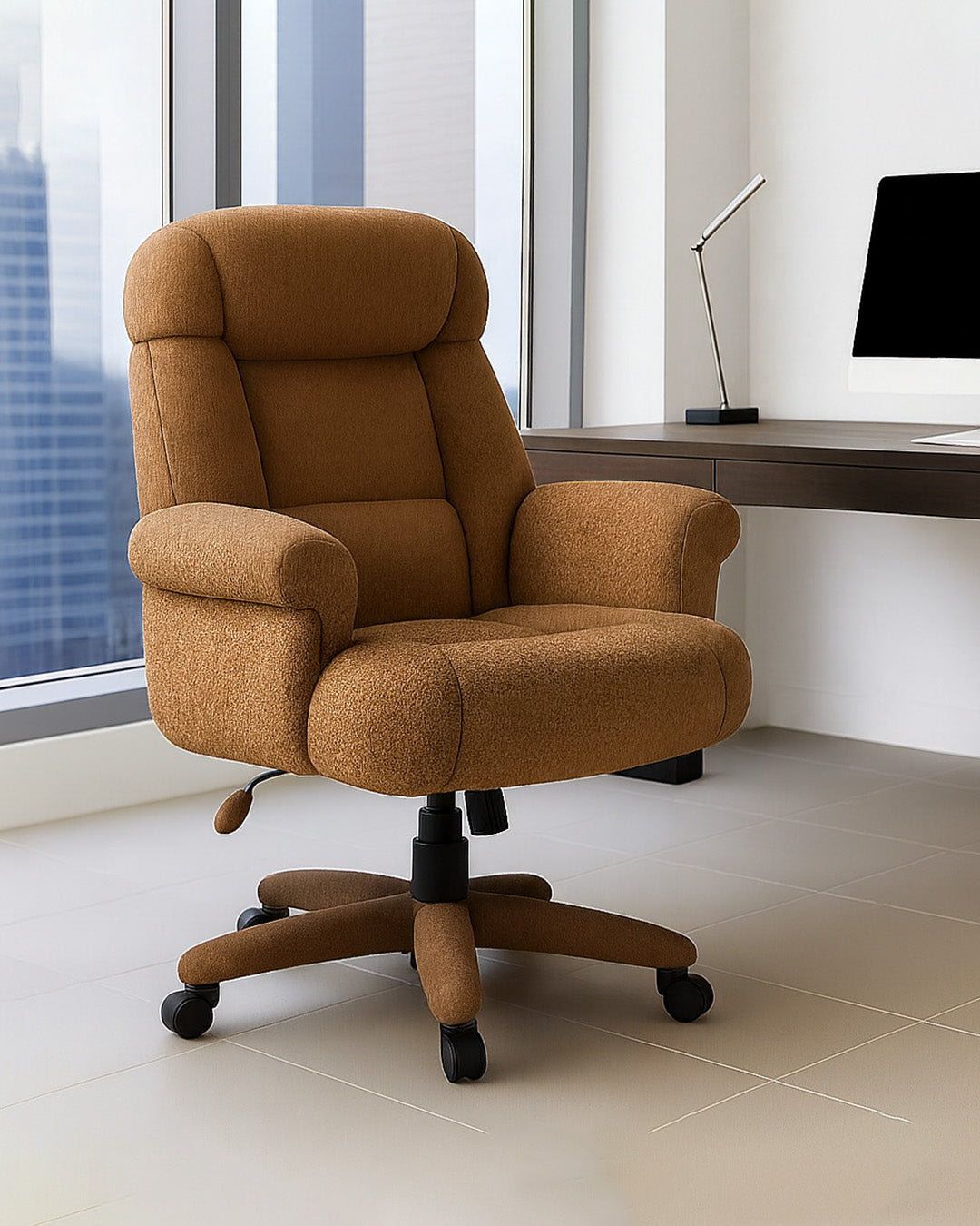 LuxeErgo ergonomic executive office chair in premium upholstery