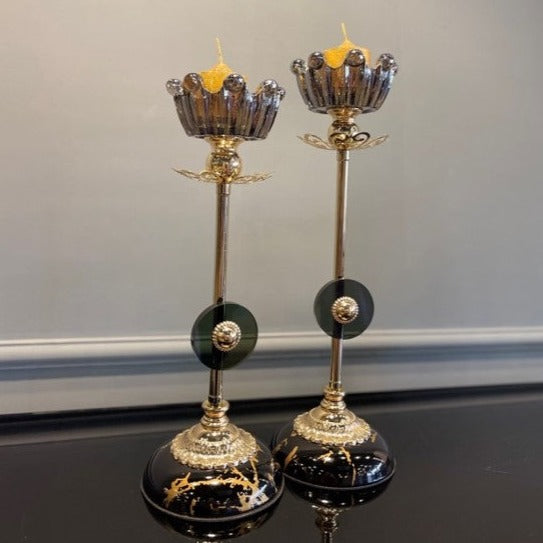 Candle Stand Black Marble Set - Z Galleria