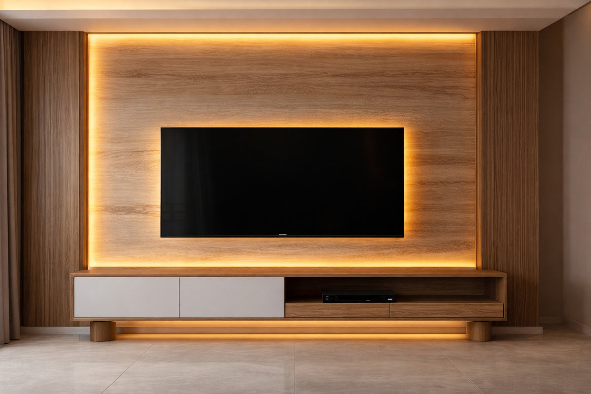 Luxury Inset TV Wall with Console by Z Galleria