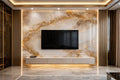 Marble Media Wall Panel with Floating Console by Z Galleria
