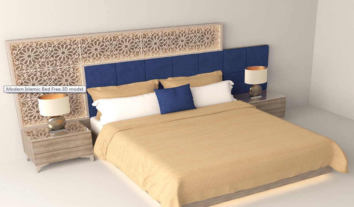 Modern Islamic pattern bed detail view