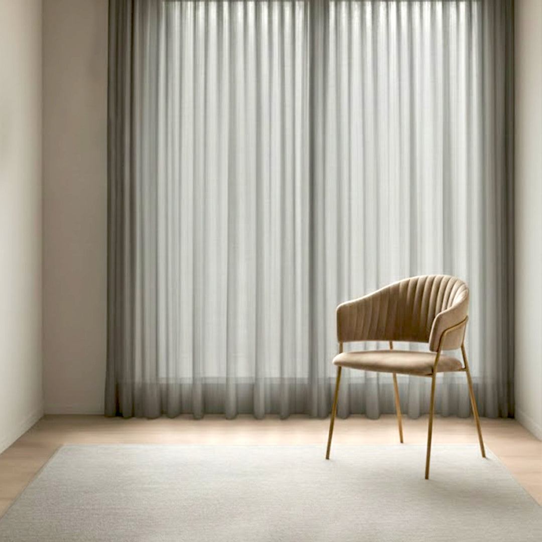 Luxury Gold-Leg Ribbed Dining Chair