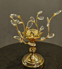 Golden Candle Holder with Leaf Accent