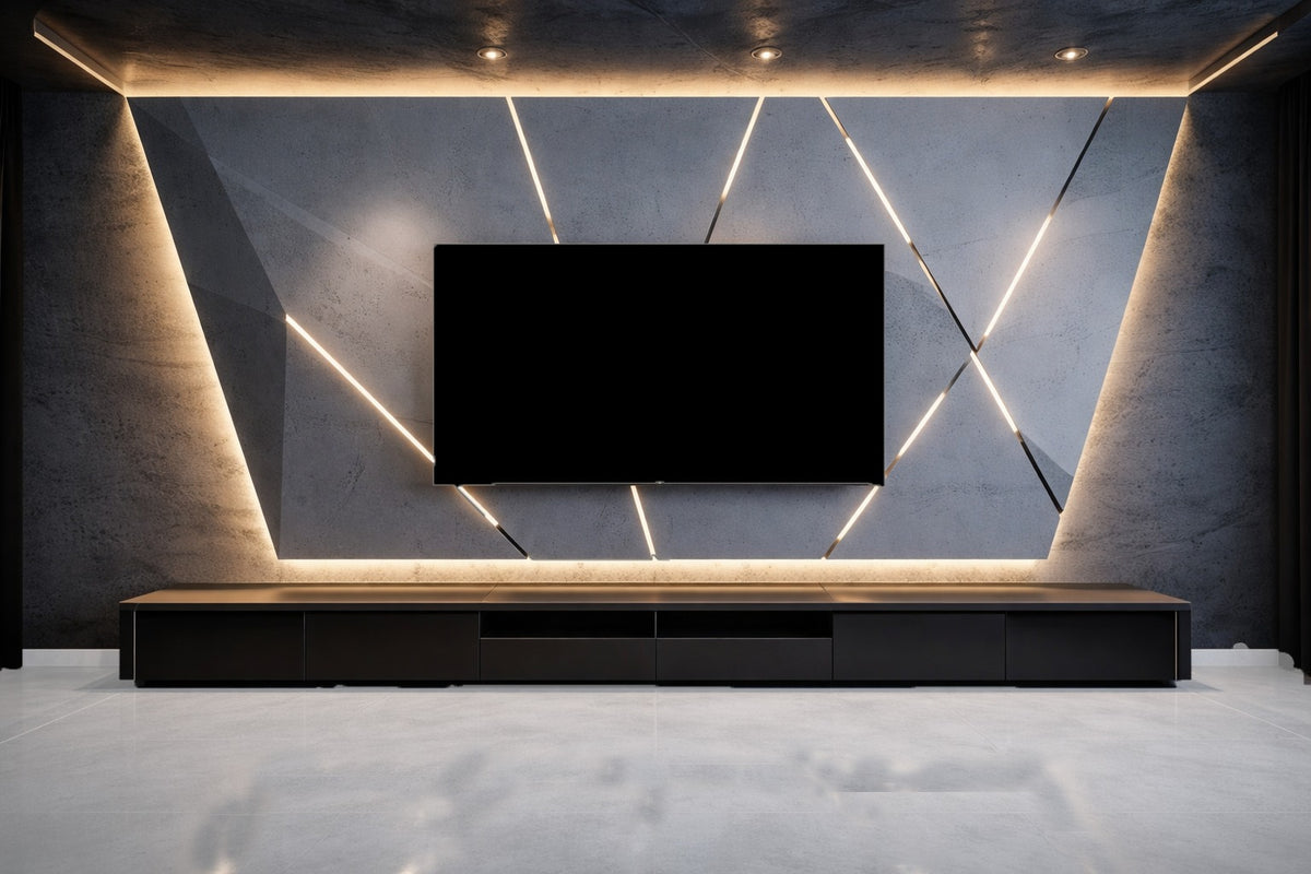 Luxury Geometric Wall with Console