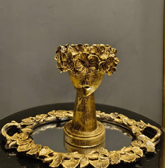 Golden Floral Bust Sculpture