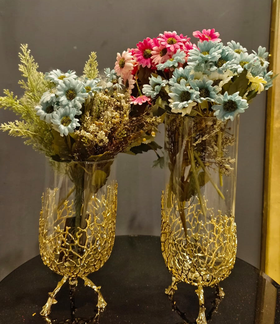 Golden Lattice Vases by Z Galleria