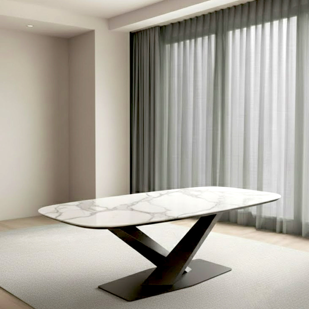 Stylish Rectangular Marble Dining Table by Z Galleria