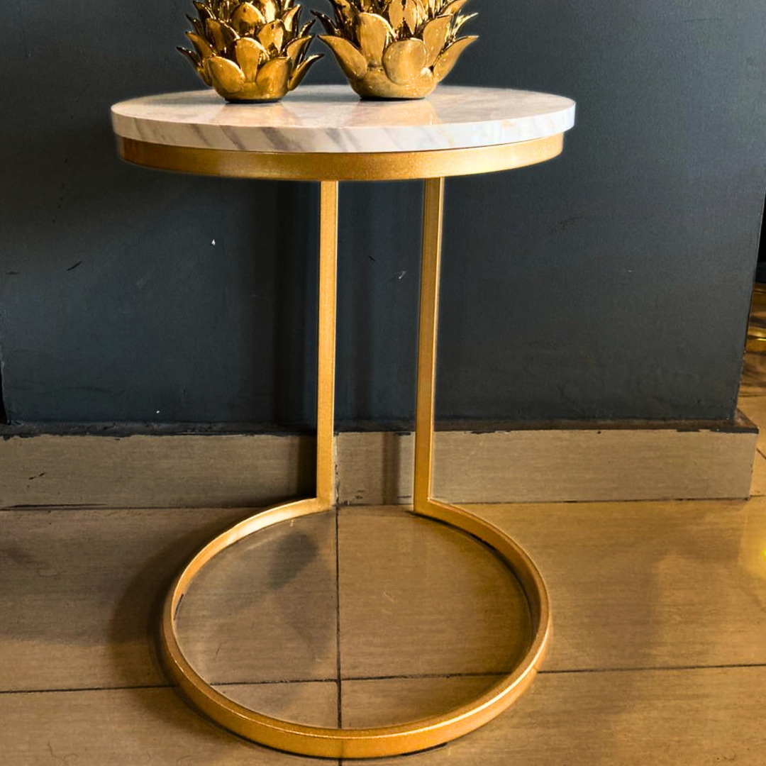 Round marble-top side table by Z Galleria