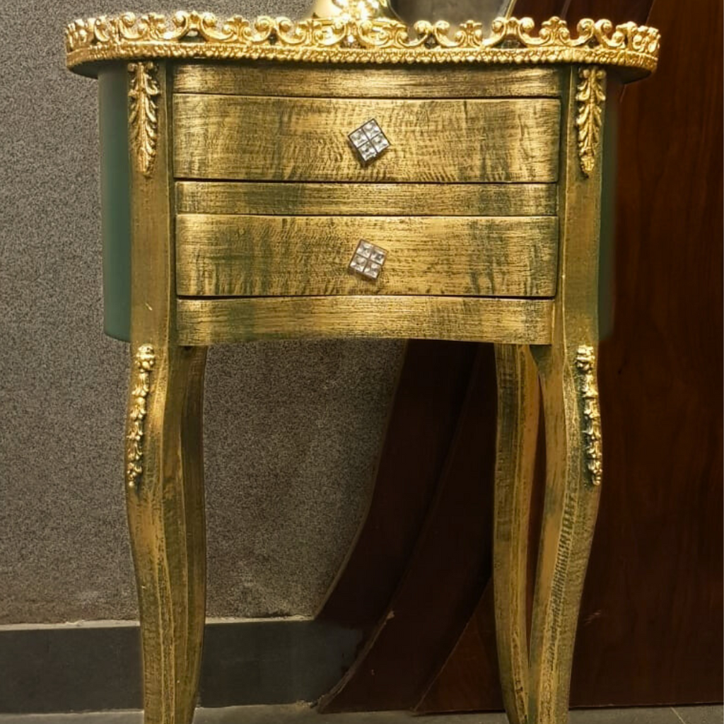 Victorian-style coffee table detail view