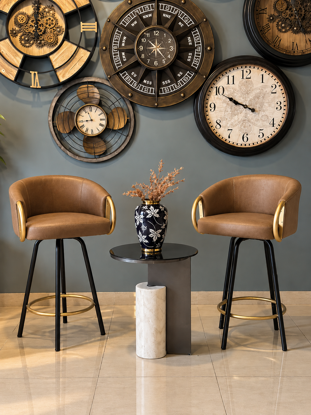 Black Revolving Bar Stools