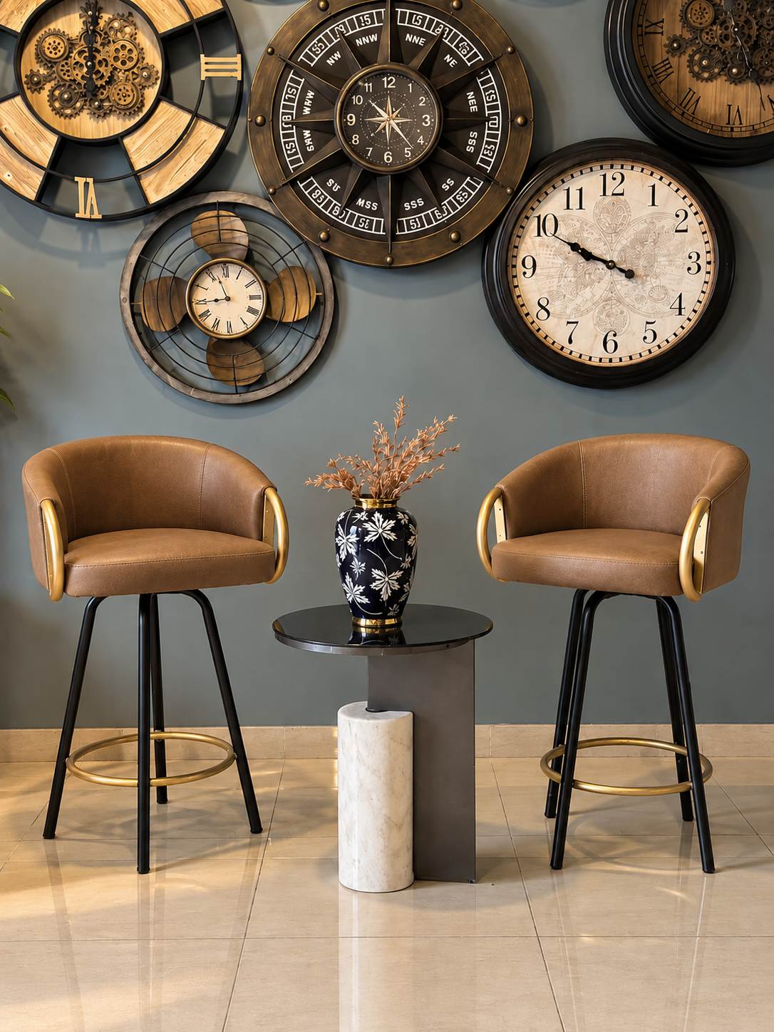 Black Revolving Bar Stools