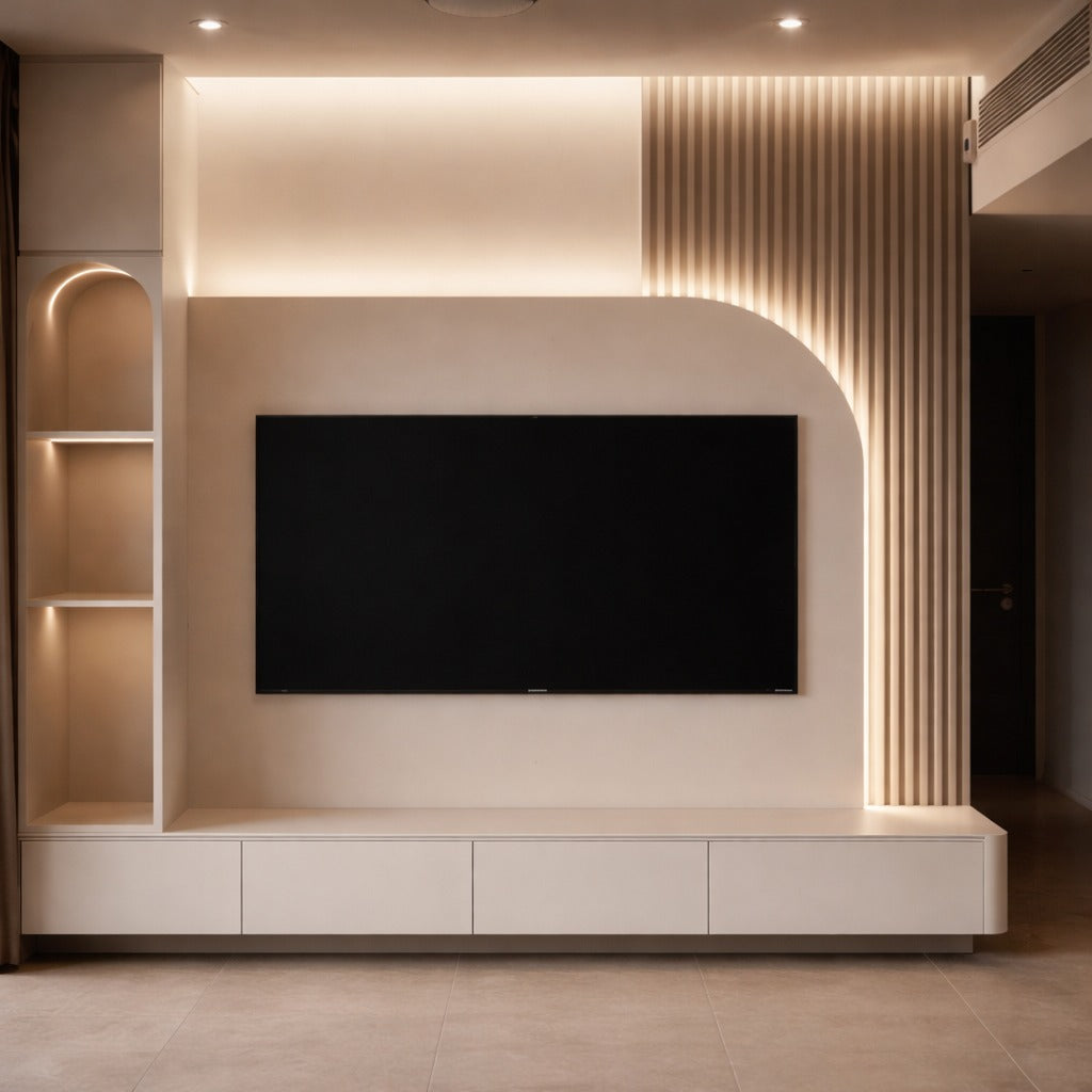 Curved Themed Wall with Console by Z Galleria