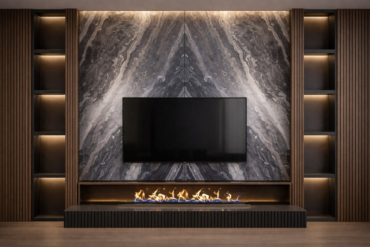 Textured Marble Wall with Console by Z Galleria