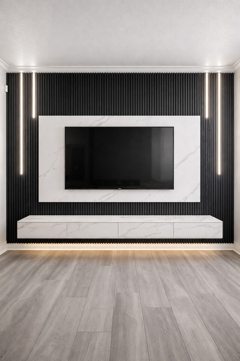Black and White Wall with Console