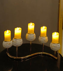 Rustic Candle Centerpiece with Golden Base