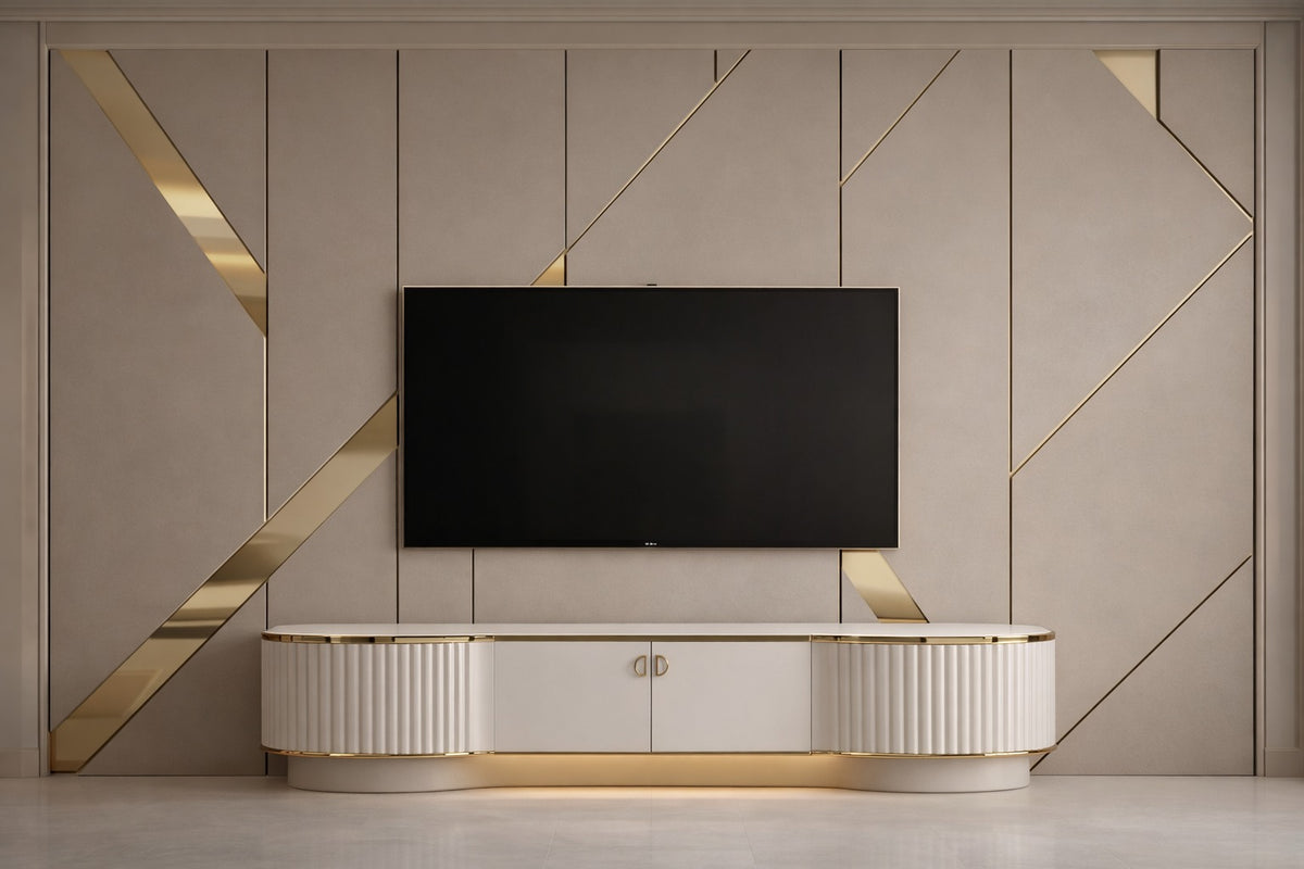 Minimalist Media Wall with Console by Z Galleria