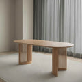 Modern Slatted-Base Oval Dining Table by Z Galleria