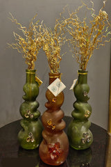 Elegant Trio of Vases with Golden Grass