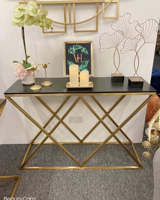 Diamond-Base Gold Console Table — alternate product view 2