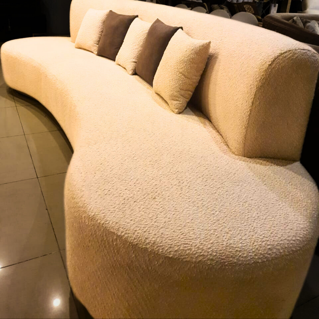 Cloud boucle 6-seater sofa styled in a living room