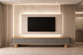 Beige Light Themed Media Wall with Console by Z Galleria