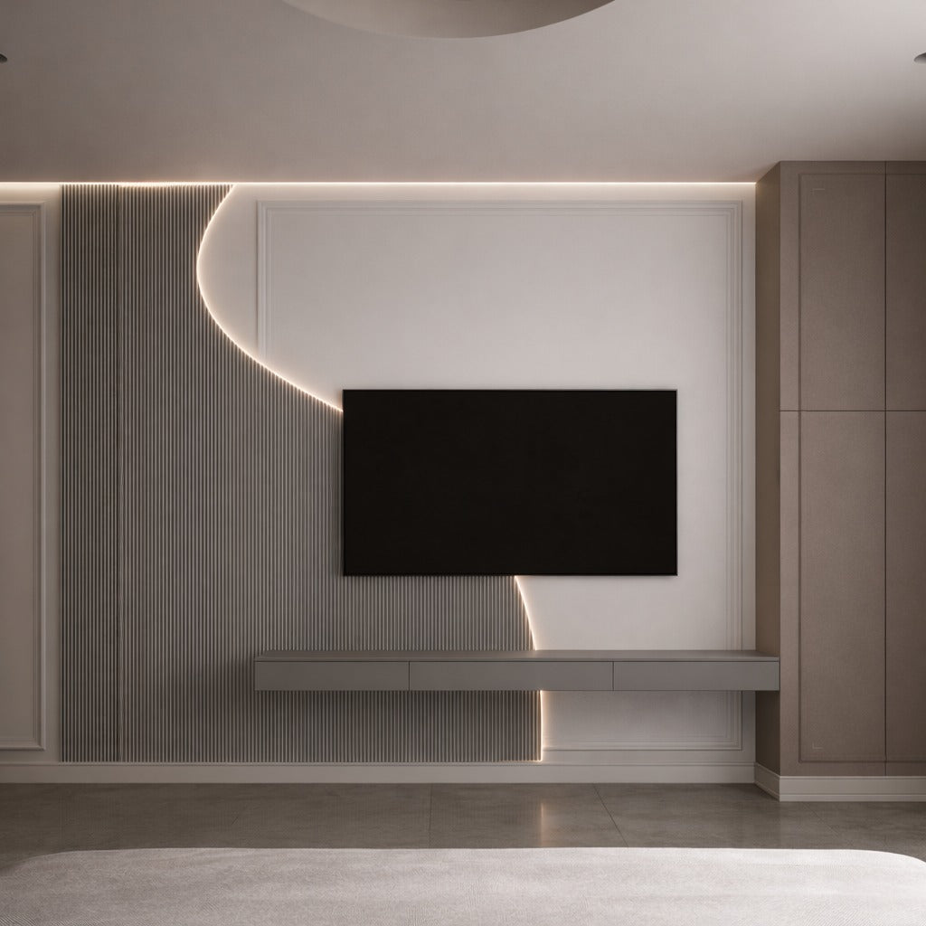 Dark Grey Wall Panel with Console by Z Galleria