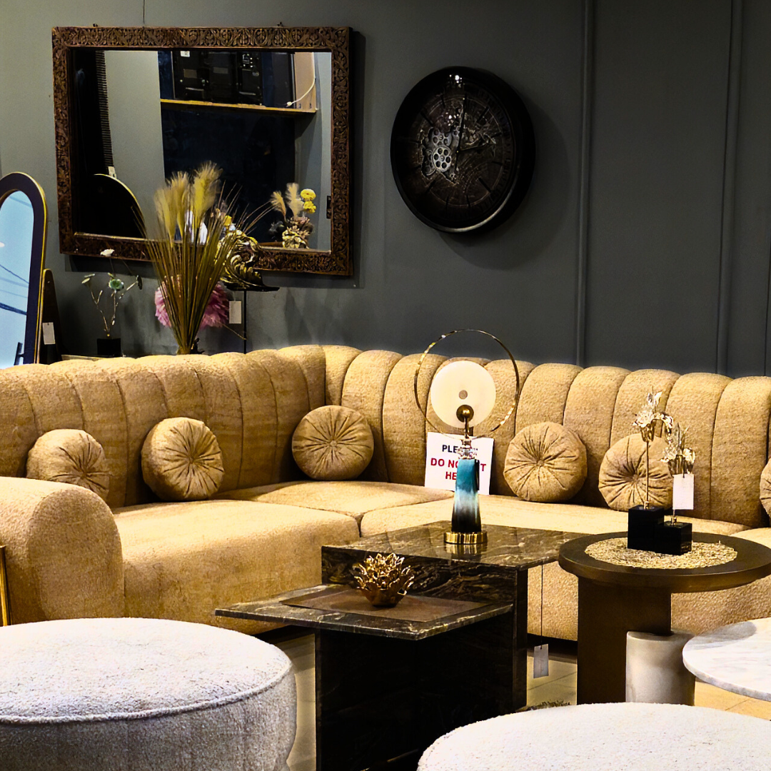 Modern L-shaped 8-seater sofa side profile