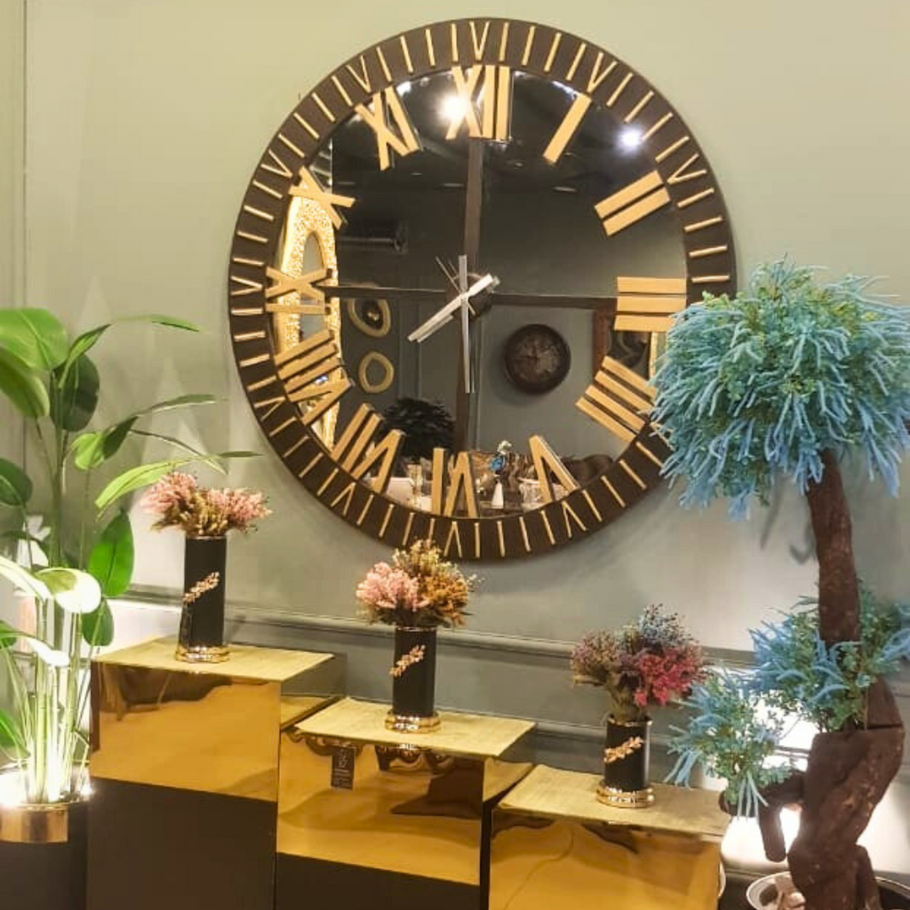 Decorative wall clock styled on a wall