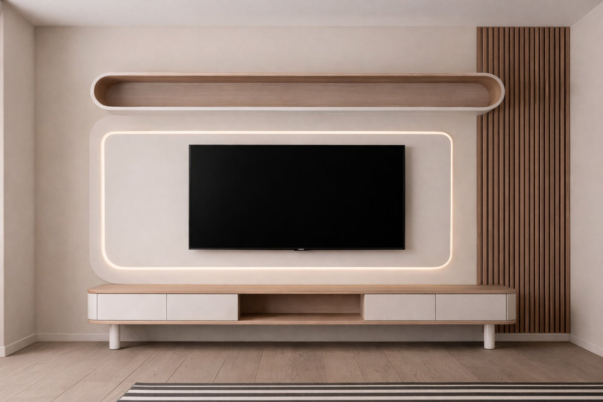 Elegant Wood & White Wall Panel with Console by Z Galleria