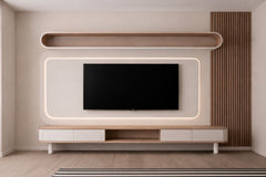 Elegant Wood & White Wall Panel with Console