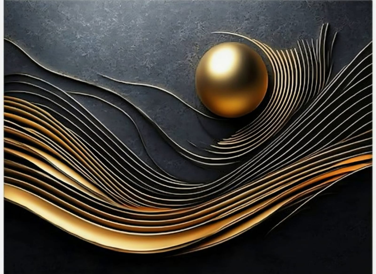 Golden Orb in Motion Wall Art by Z Galleria