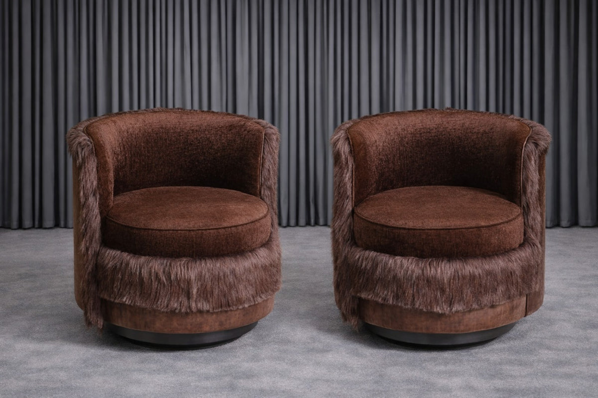 Plush Rustic Swivel Chairs