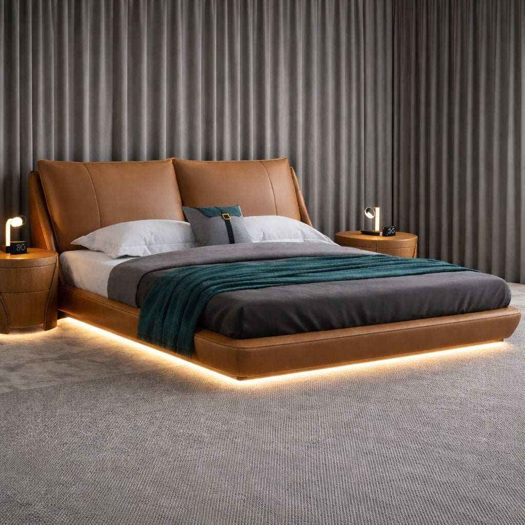Modern Luxe Platform Bed with Lighting