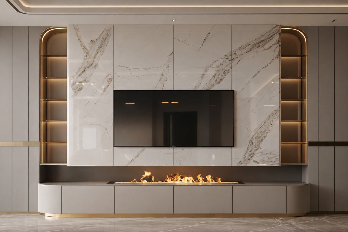 Marble Statement Wall with Console by Z Galleria