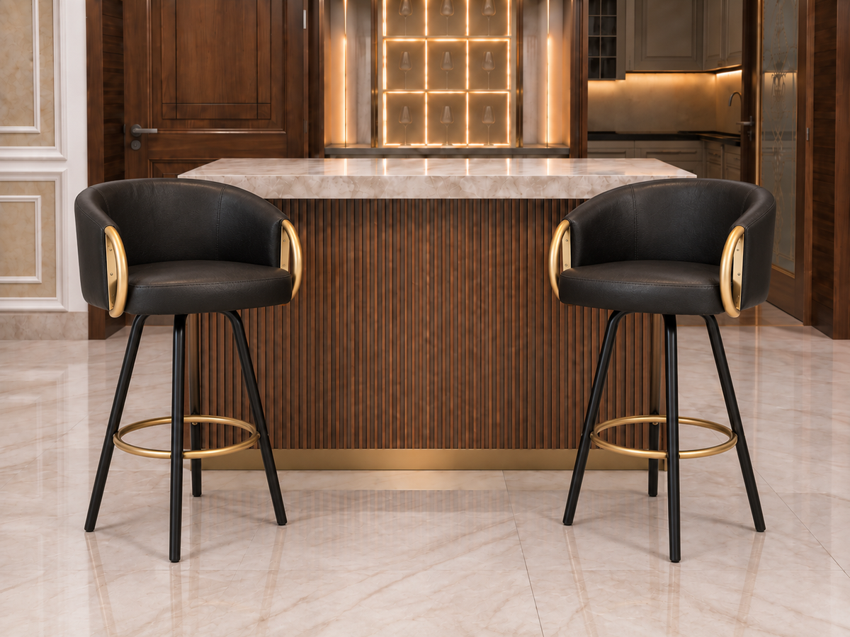 Black Revolving Bar Stools