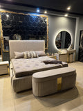 Luxury beige bed with storage by Z Galleria