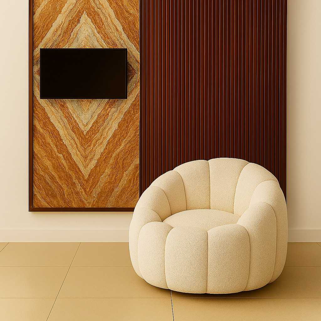 Luxe Bouclé Revolving Comfort Chair detail view