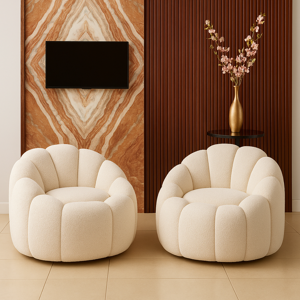 Luxe Bouclé Revolving Comfort Chair side profile