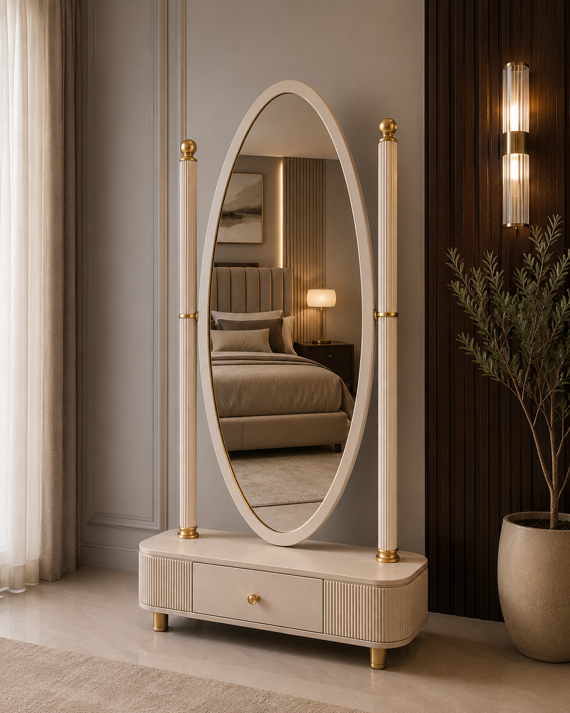 full-length oval dressing mirror