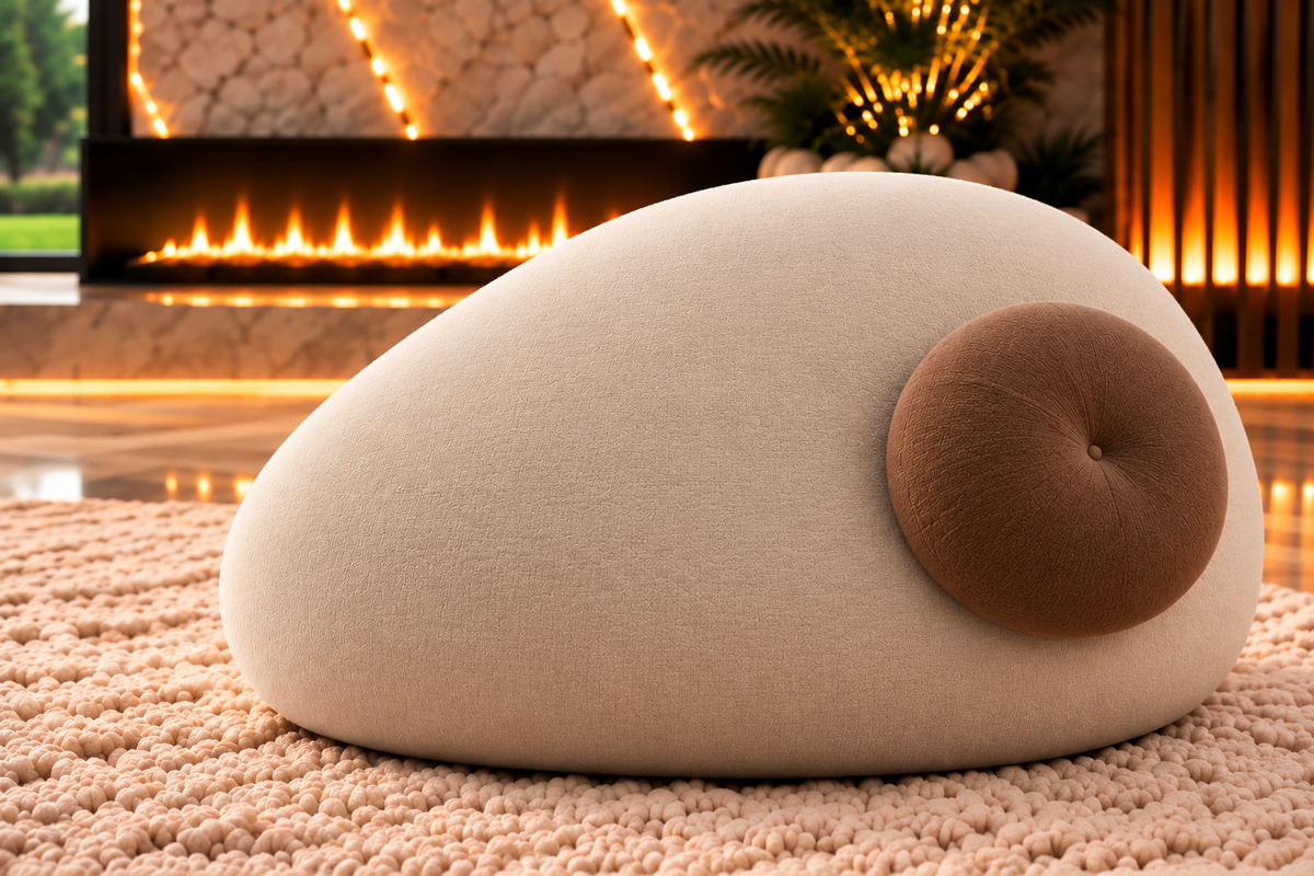 Dune Pod designer one-seater in premium bouclé upholstery by Z Galleria Lahore