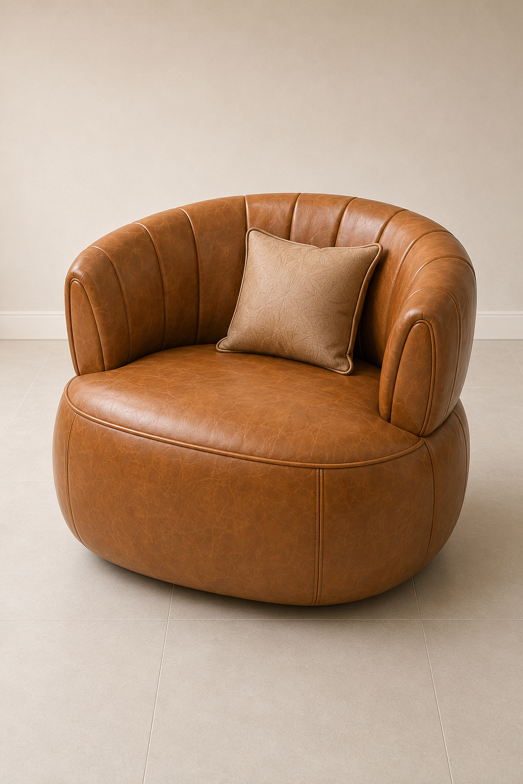 Aurelia cognac leather sofa set styled in a living room