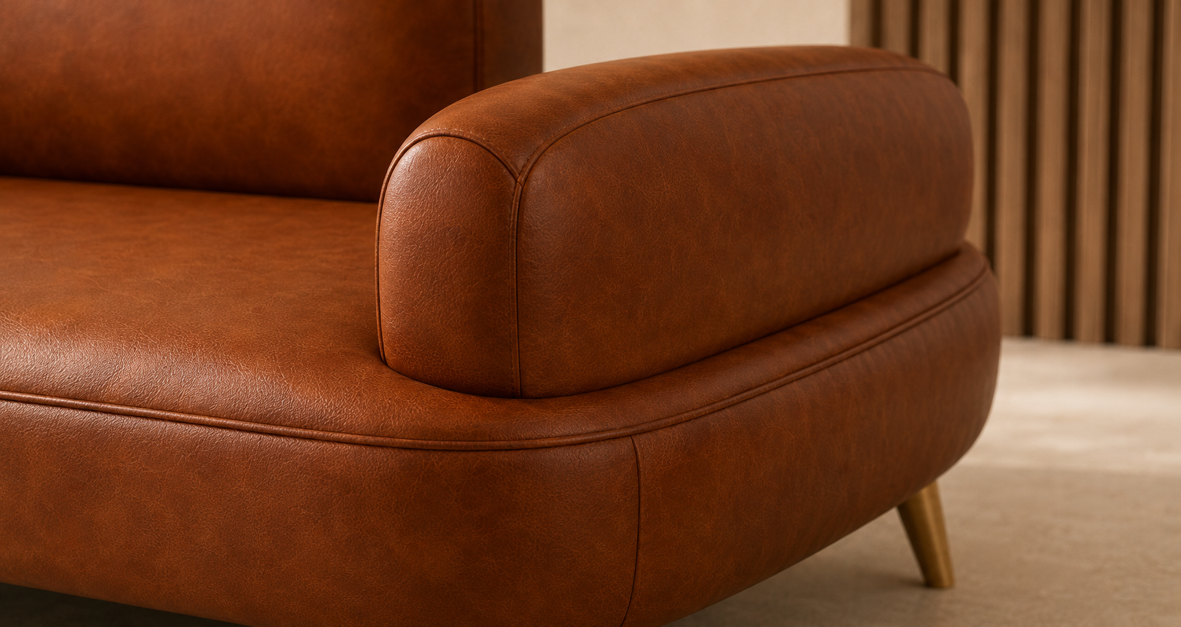 The Aria Leather Sofa side profile